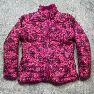 The North Face Reversible Mossbud Swirl Jacket Girls XL 18 Pink Purple Butterfly